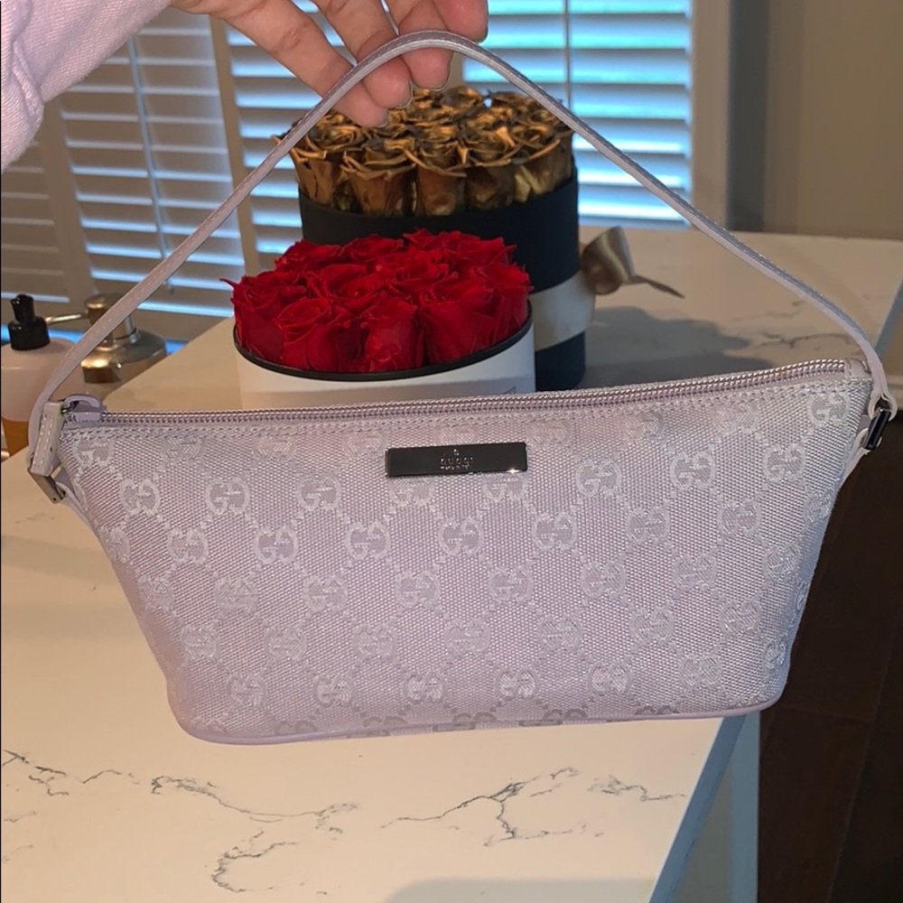 Gucci Monogram Pochette Lavender Shoulder Bag
